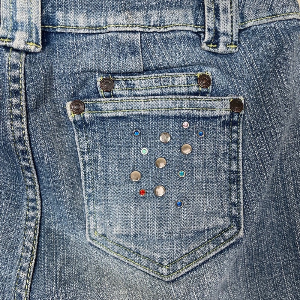Vintage Faded Glory‎ Rhinestone Embellished Jeans Women 4 Blue Bootcut Y2K Denim